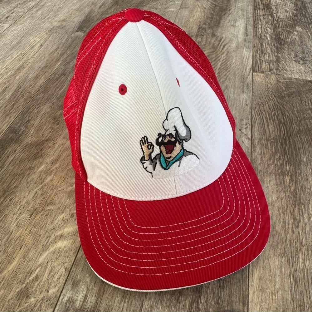 Like new! Pacific Headwear Chef Baseball Hat - Color: Red and White - Size: L-XL